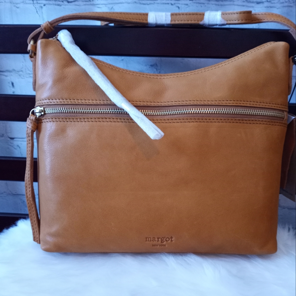 Margot New York Mary Scoop Double Zipper in Cognac